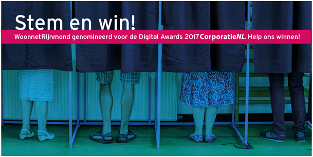 WoonnetRijnmond genomineerd voor de Digital Awards 2017 CorporatieNL. Help ons winnen!